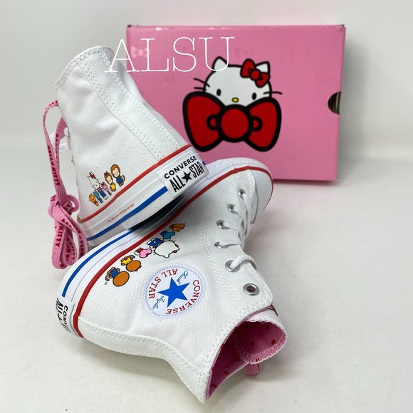 Conv&Hello Kitty Ctas High Top White Pink Kid’s - Picture 7 of 8
